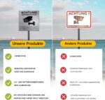 PATRICHOR Warnschild Videoüberwachung Aluminium 4er-Set