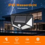 GRIFEMA Solarlampe Aussen mit Bewegungsmelder, 100 LED