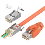 VCELINK RJ45 Pass-Through-Stecker CAT7 Orange