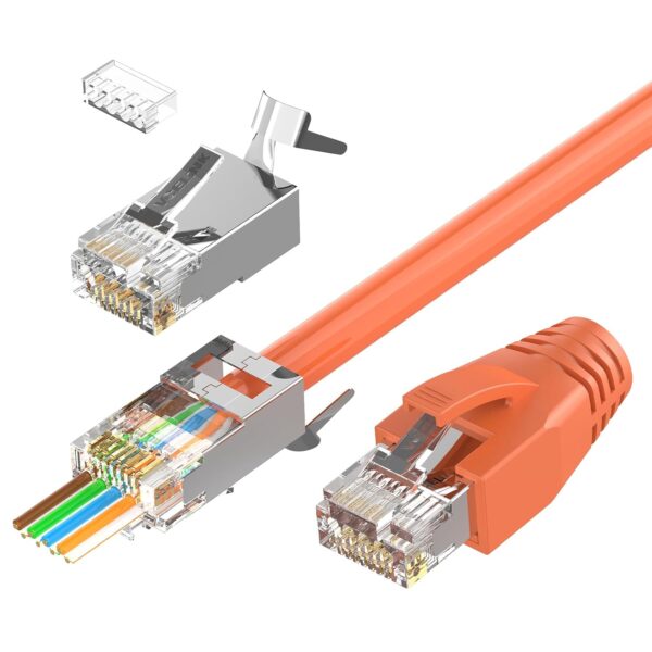 VCELINK RJ45 Pass-Through-Stecker CAT7 Orange