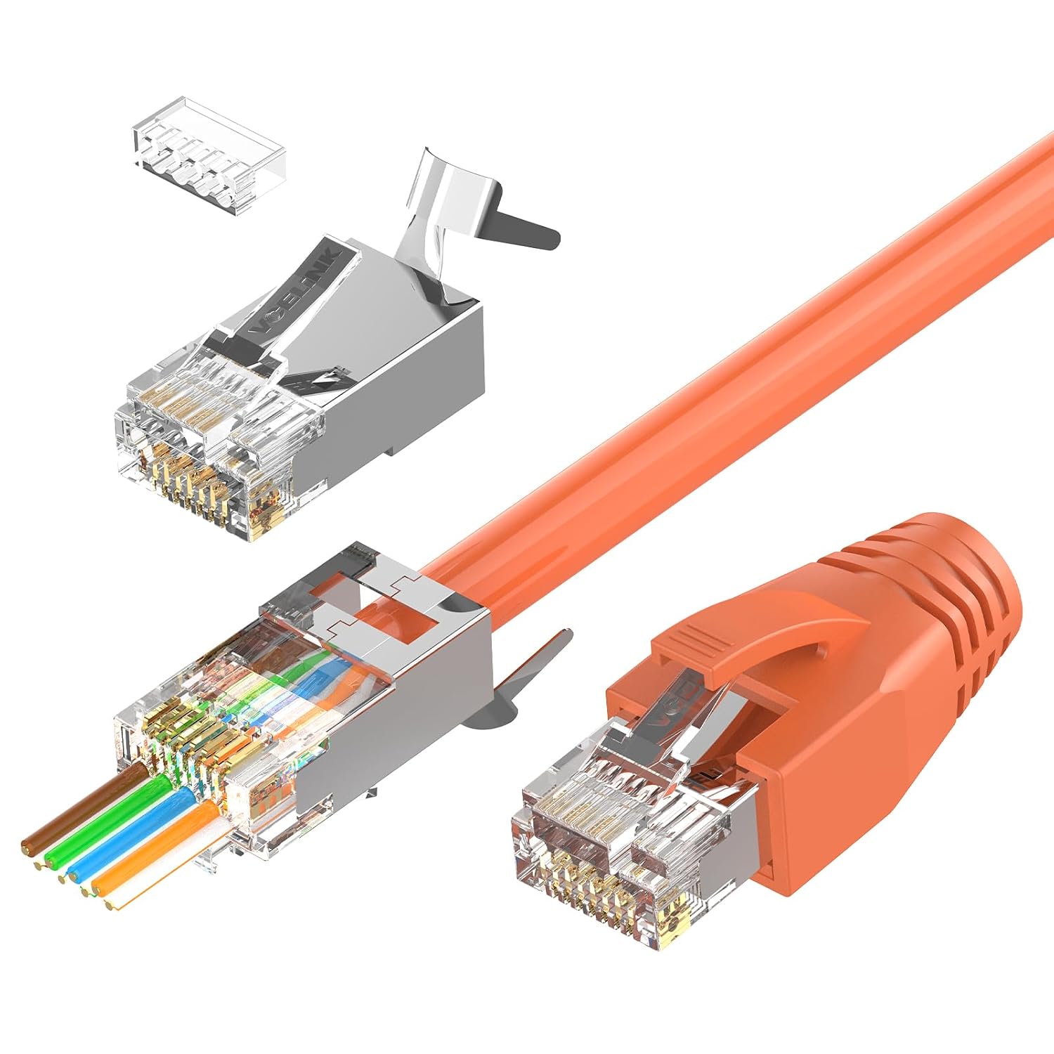 VCELINK Bild 1 VCELINK RJ45 Pass-Through-Stecker CAT7 Orange