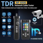 Der Hersteller zeigt die TDR-Längenmessung, den PoE-Test und den IP-Scan in den Produktdetails.
