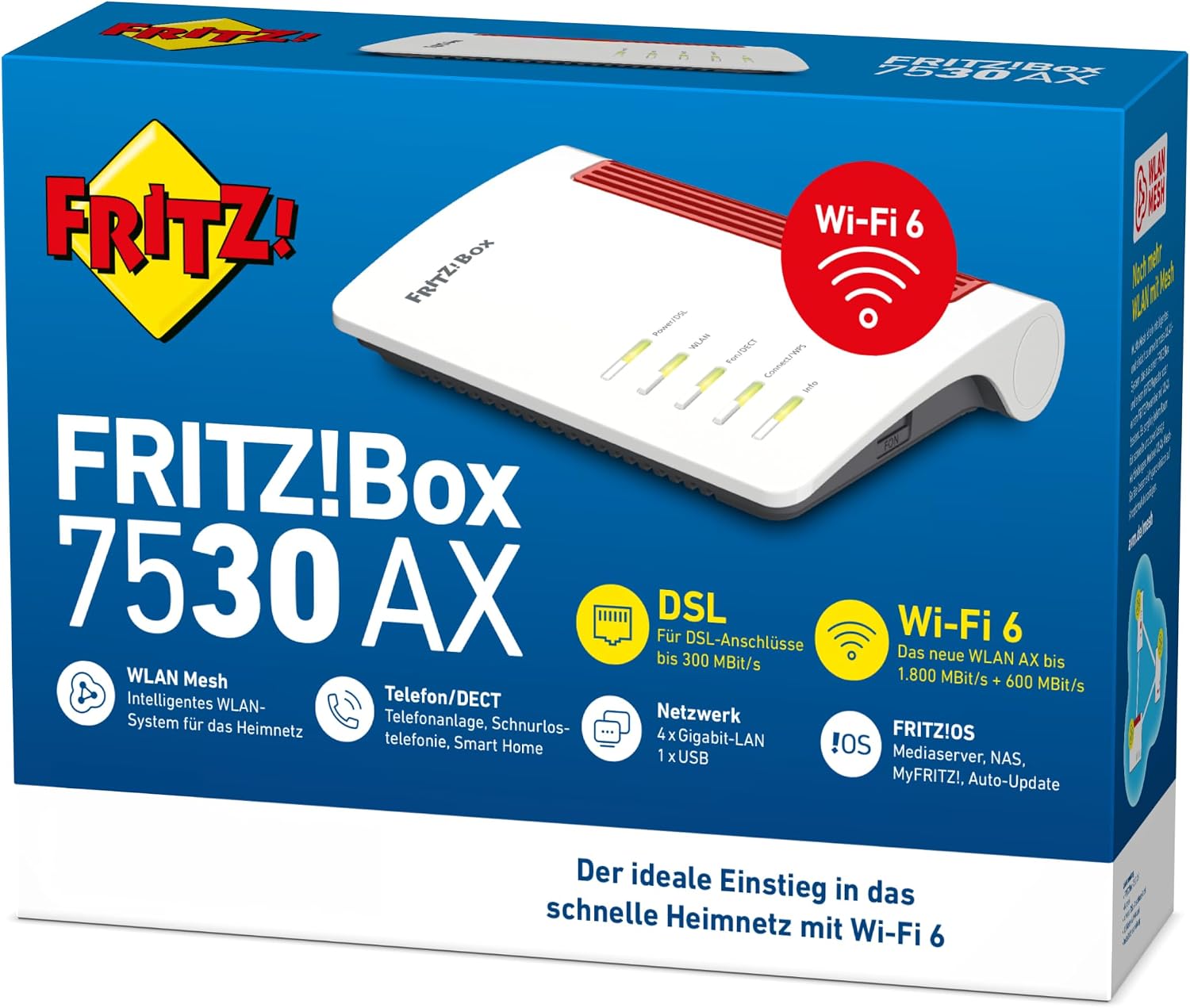 FRITZ!Box 7530 AX DSL-Router weiss/rot