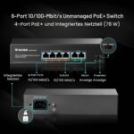 MokerLink PoE-Switch 6 Ports mit 4 PoE+-Ports