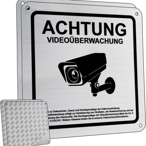 flintronic Warnschild Videoüberwachung Aluminium 15 x 15 cm