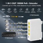 Binardat PoE-Extender 4 Port Gigabit, 1 In / 3 Out, 802.3af/at