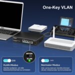 VIMIN 5-Port Gigabit PoE+ Switch, 4 PoE-Ports, 72 W, unmanaged, Metall