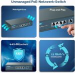 YuanLey 5-Port Gigabit PoE-Switch, 4 PoE+ Ports 78 W, unmanaged, lüfterlos