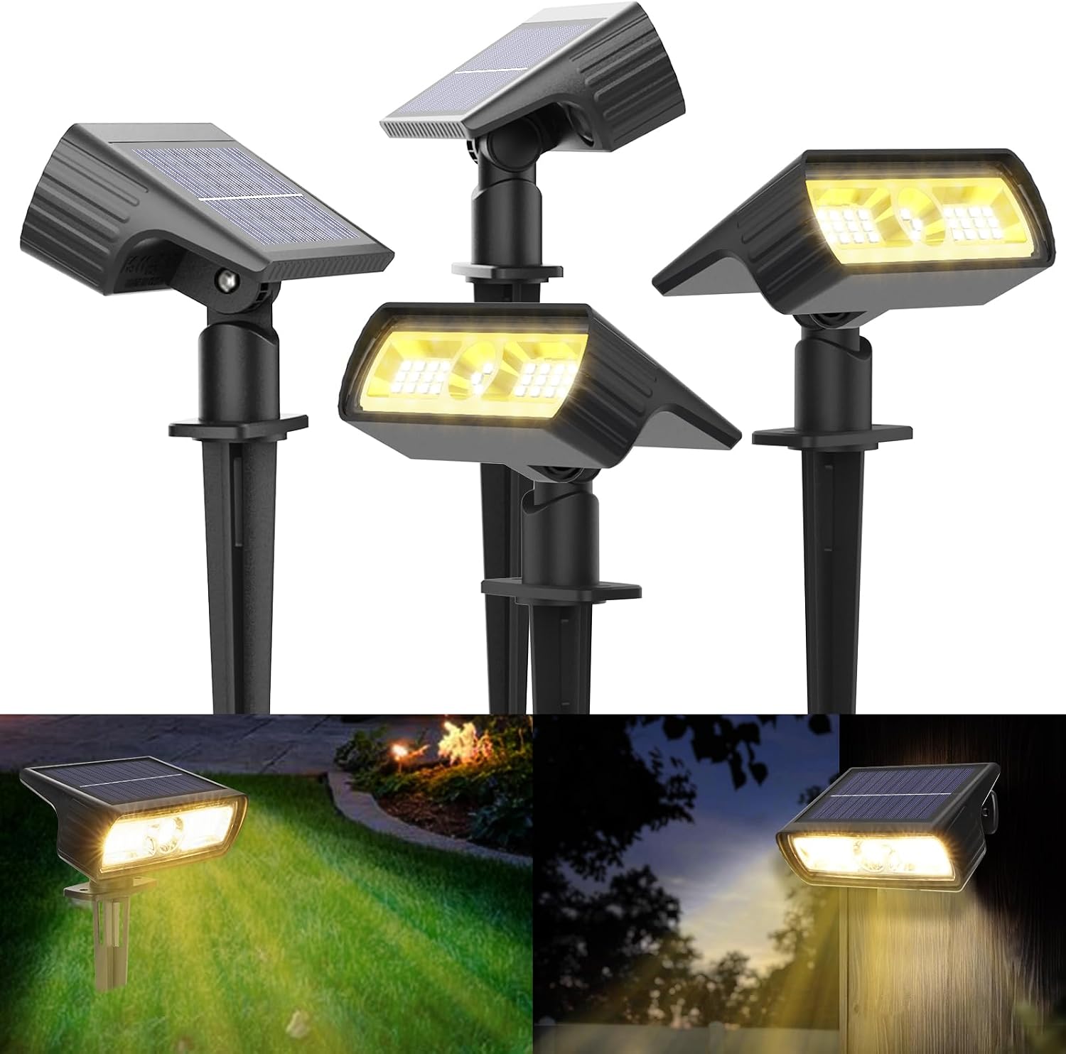 Moxled 4er-Set Solar-Aussenlampen Warmweiss