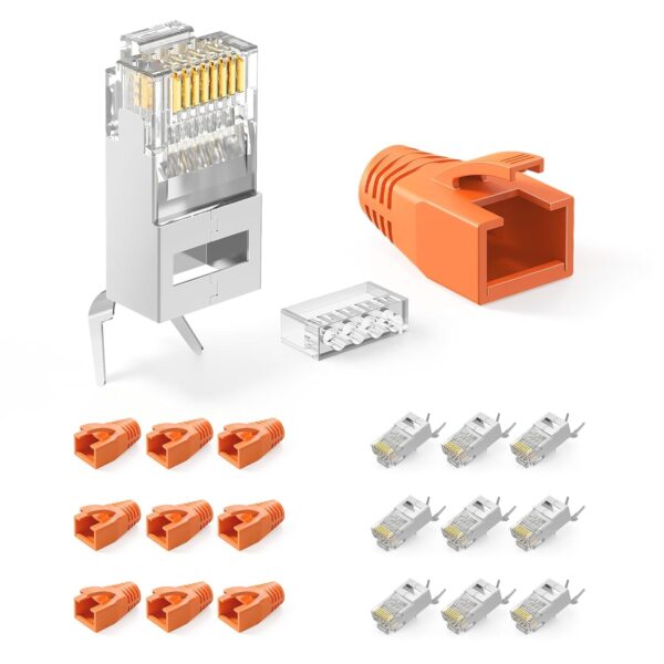 LEENUE RJ45 Stecker Cat7 Pass Through, 10 Stück