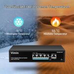VIMIN 5-Port Gigabit PoE+ Switch, 4 PoE-Ports, 72 W, unmanaged, Metall