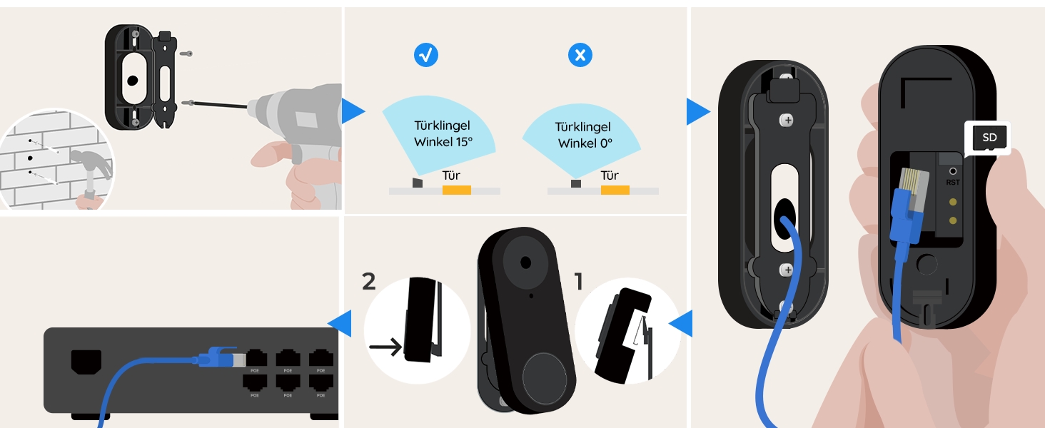 Reolink Video Doorbell PoE Video-Türklingel mit Chime und 180°-Weitwinkel – Detail 12