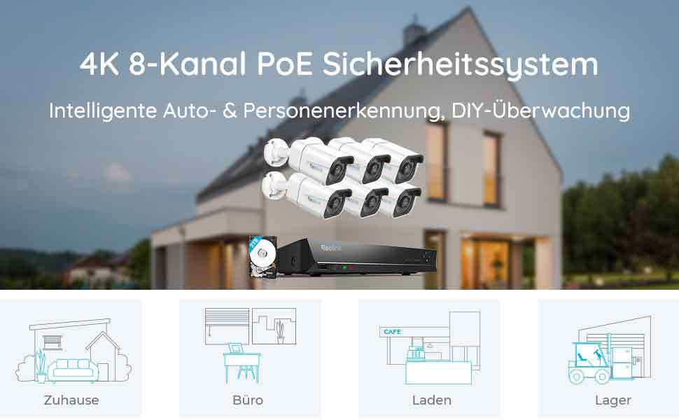 Reolink 4K Überwachungsset mit 6 Bullet-Kameras und 8-Kanal-NVR – Detail 1