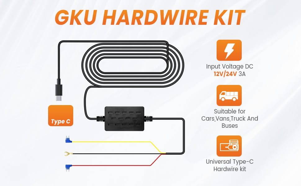 GKU Dashcam Hardwire-Kit USB-C mit Sicherungsadaptern – Detail 1