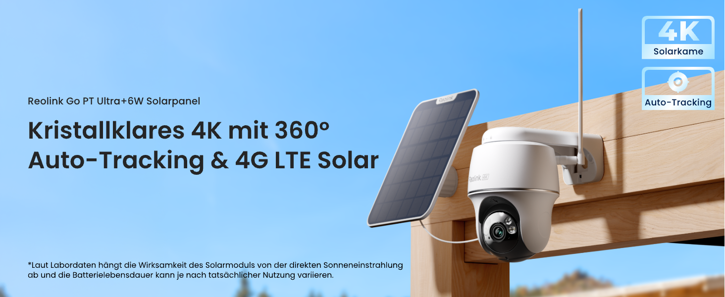 Reolink Go PT Ultra+Solar Panel 4G-Kamera mit Solarpanel, Weiss oder Grau – Detail 1