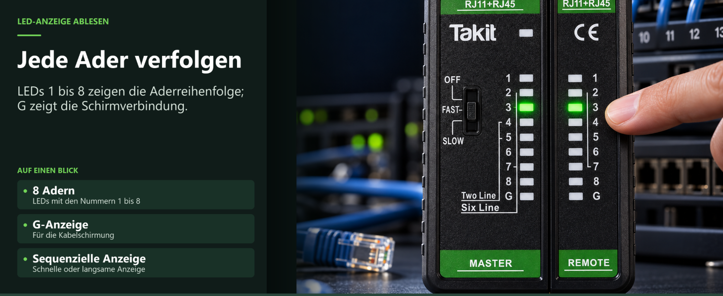 Takit Netzwerktester RJ45 CAT5e bis CAT8 – Detail 2