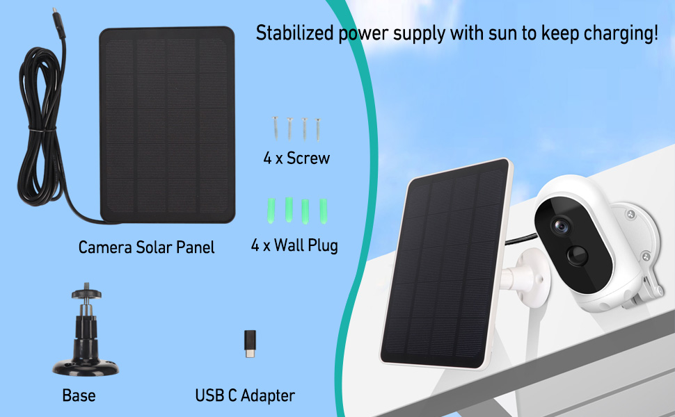 ciciglow 4 W Solarpanel für Überwachungskamera in Schwarz und Weiss – Detail 6