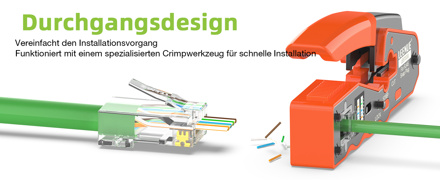 LEENUE RJ45 Stecker Cat6 Pass Through, 50 Stück – Detail 2