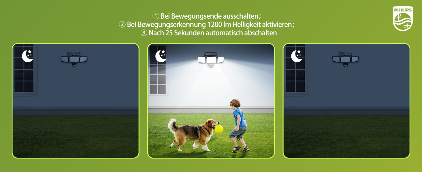 Philips Solarlampe mit 302 LEDs, Bewegungsmelder und drei Köpfen – Detail 5