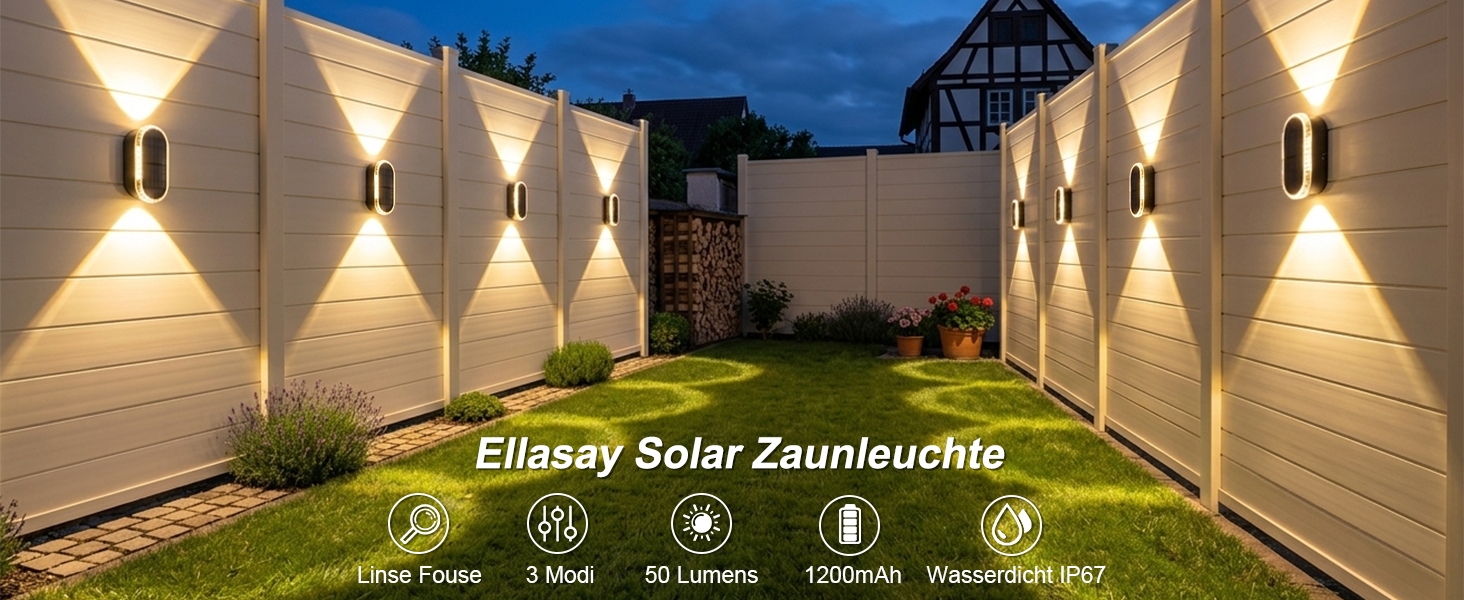 ELLASAY Solar Wandleuchte Aussen Up und Down IP65, 4 bis 10 Stück – Detail 1