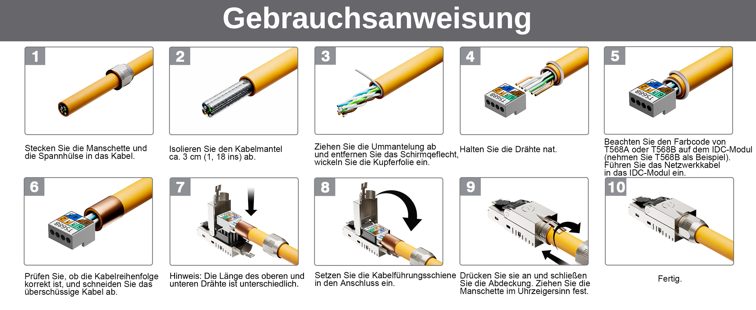 FGB RJ45 Cat7 Netzwerkstecker werkzeuglos – Detail 2