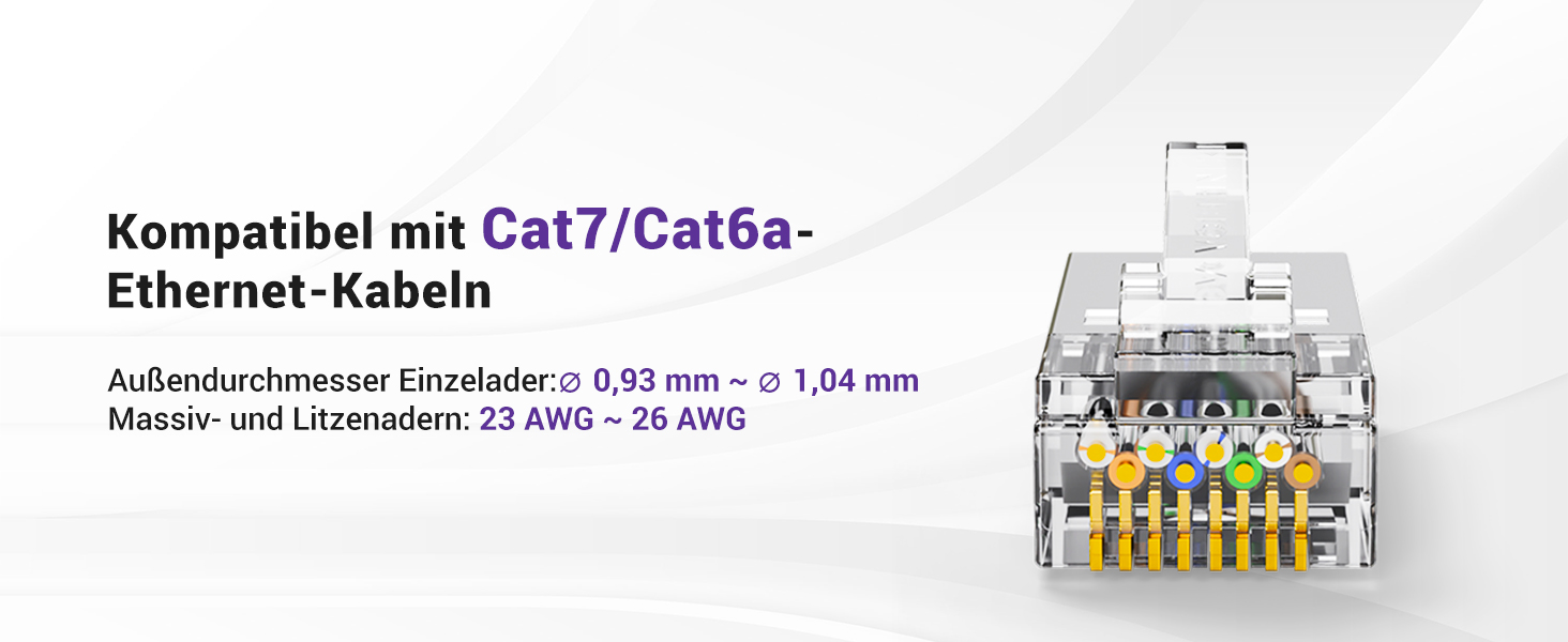 VCE CAT 7 RJ45-Stecker geschirmt, vergoldet – Detail 4