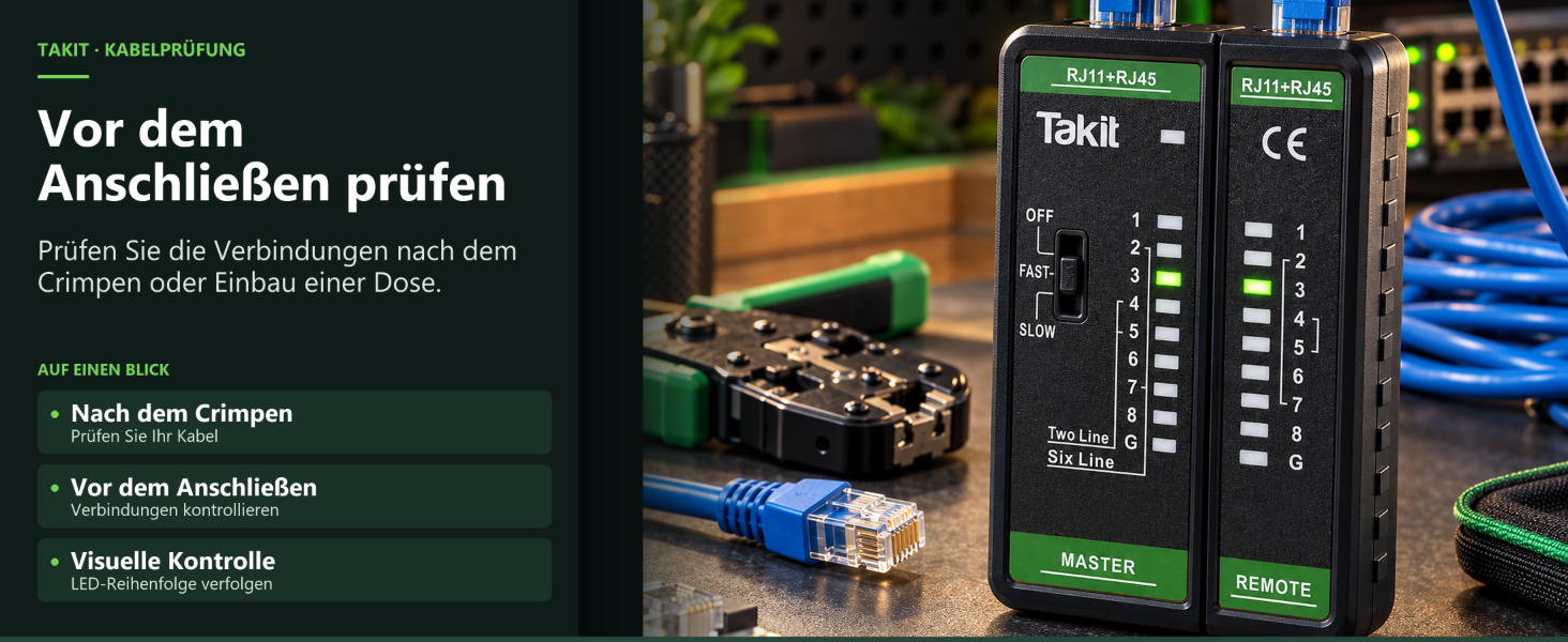 Takit Netzwerktester RJ45 CAT5e bis CAT8 – Detail 1