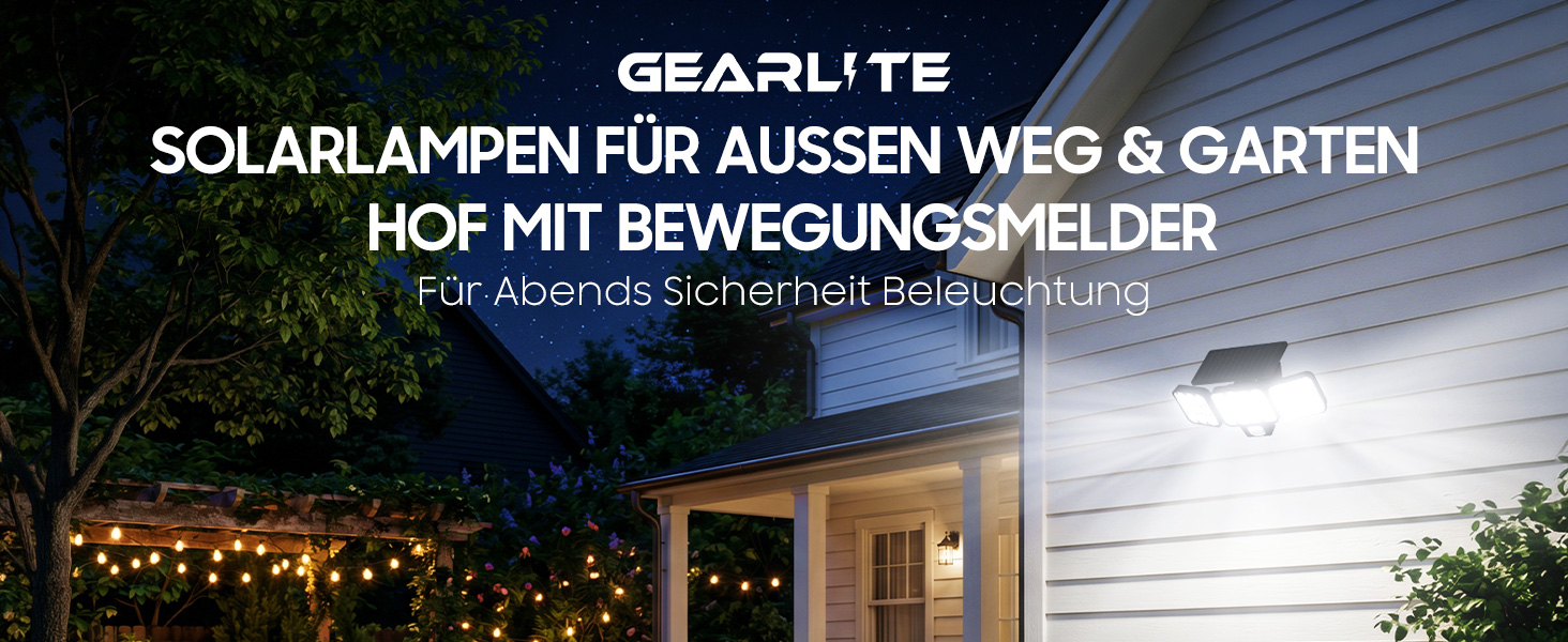 GEARLITE Solarlampe mit Bewegungsmelder für den Aussenbereich – Detail 1