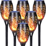 Qedertek Solarlampen Aussen Garten mit Flammeneffekt, 6 Stück, 12 LED