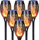 Qedertek Solarlampen Aussen Garten mit Flammeneffekt, 6 Stück, 12 LED