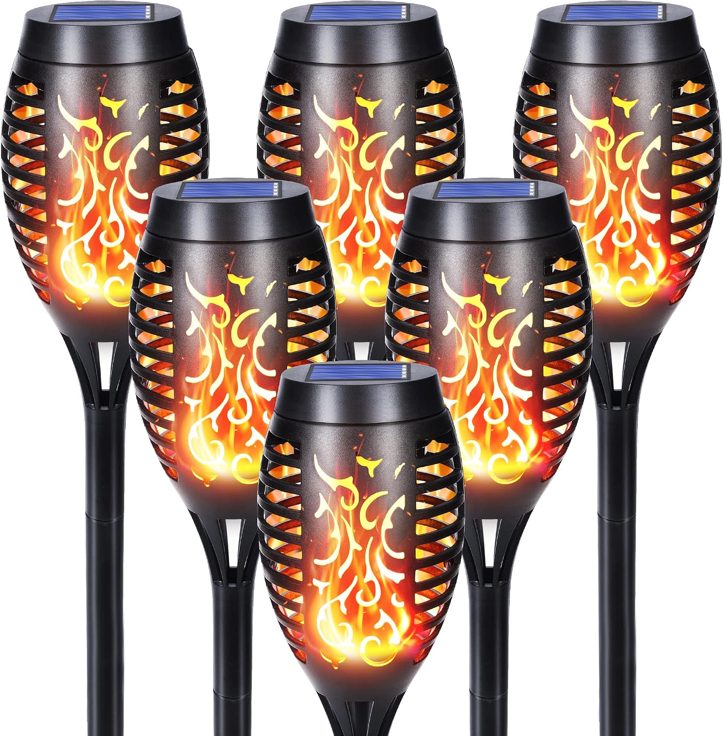 Qedertek SS-TYN-6 Bild 1 Qedertek Solarlampen Aussen Garten mit Flammeneffekt, 6 Stück, 12 LED