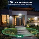nipify Solarlampe für Aussen mit Bewegungsmelder, 168 LED