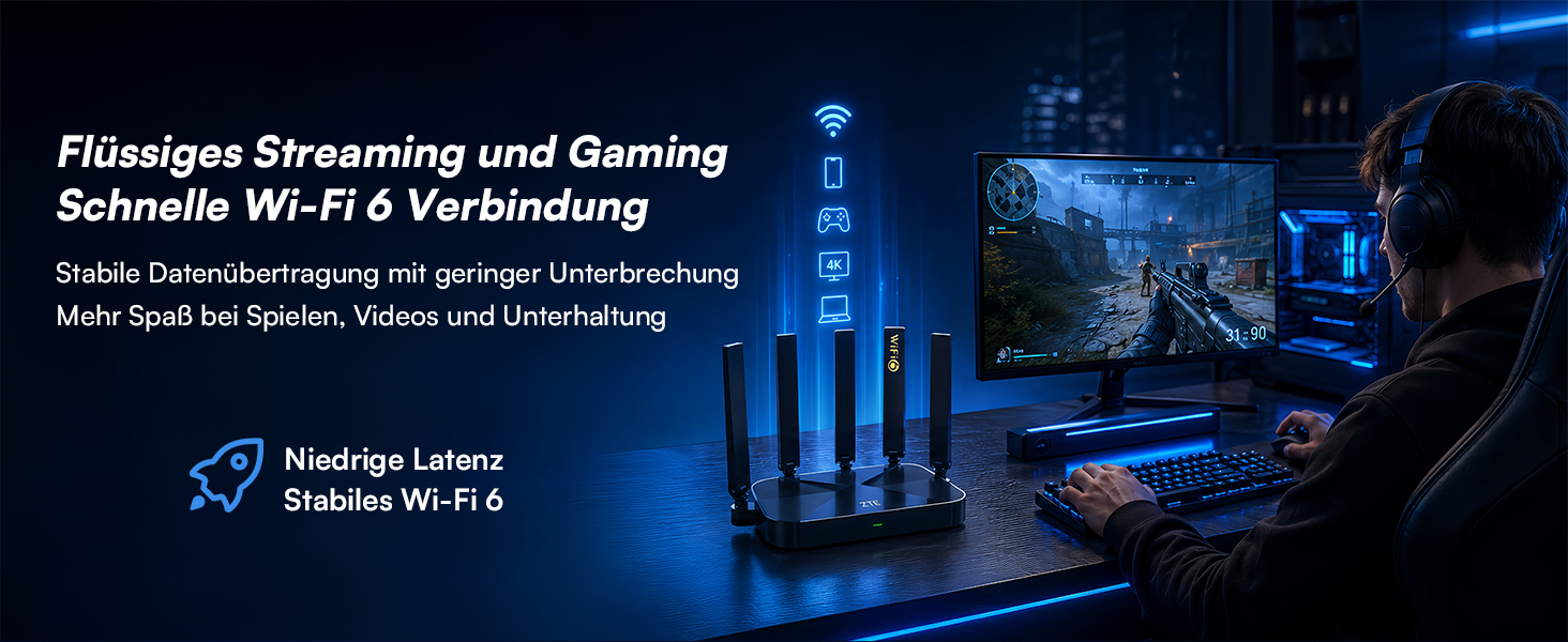 ZTE E2301 AX3000 Wi-Fi 6 WLAN-Router mit fünf Antennen – Detail 8