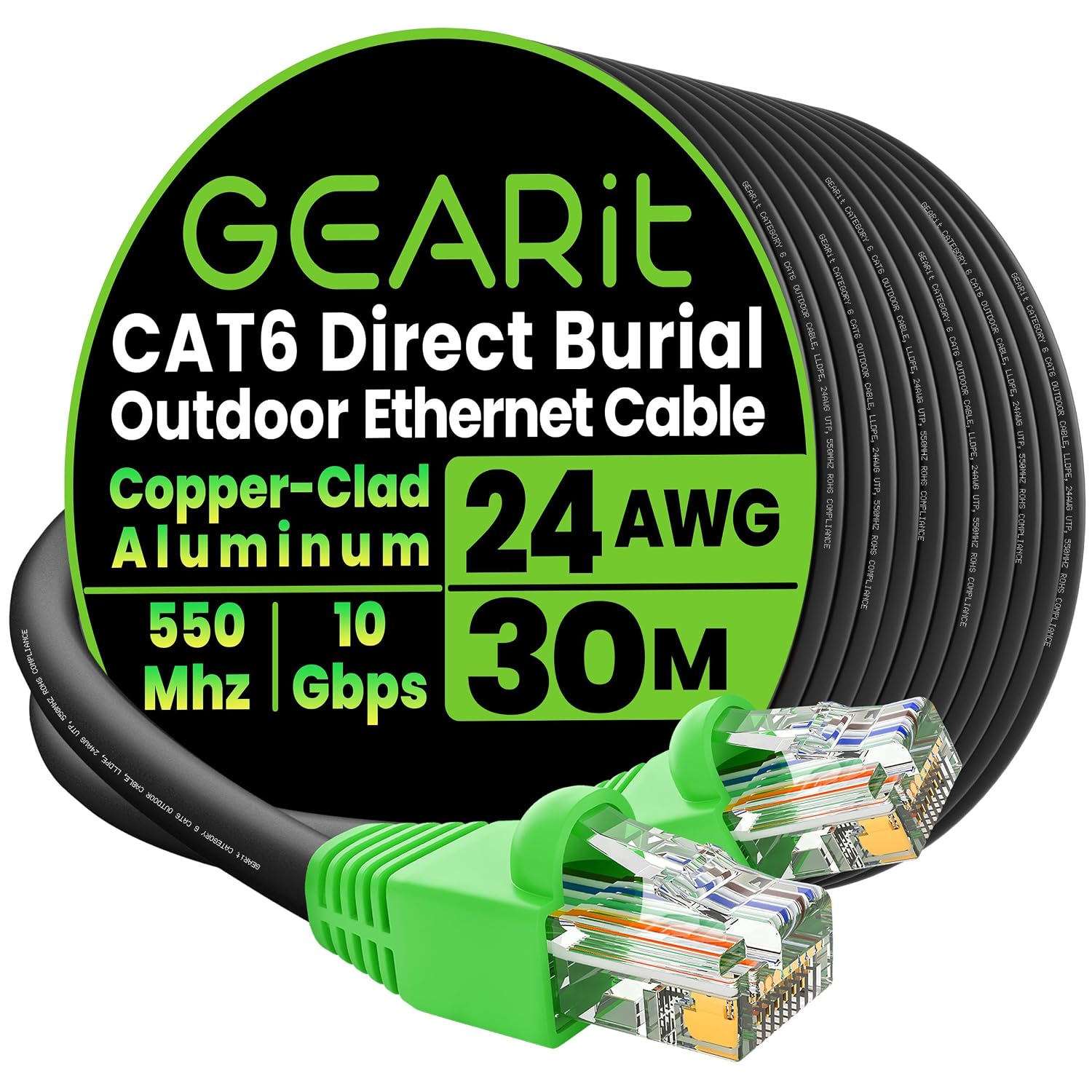 GEARit Cat6-30m-RJ45 Bild 1 GEARit Outdoor Cat6 Netzwerkkabel 30 m schwarz