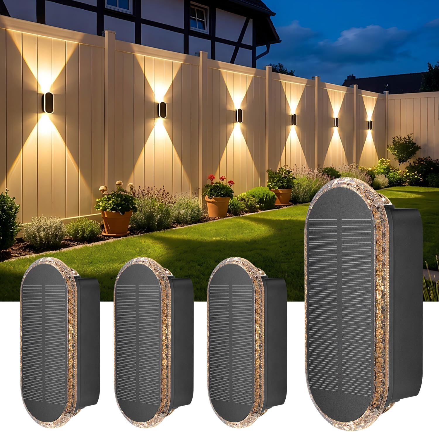 ELLASAY Bild 1 ELLASAY Solar Wandleuchte Aussen Up und Down IP65, 4 bis 10 Stück