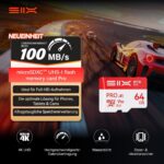 SIX M100 microSDXC 64 GB U3 V30 mit Adapter