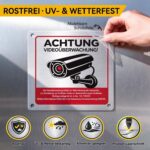 Ithyes Warnschild Videoüberwachung Aluminium 15 x 15 cm