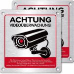Ithyes Warnschild Videoüberwachung Aluminium 15 x 15 cm