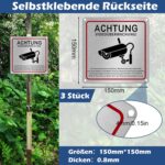 UXOIEPIO Warnschild Videoüberwachung 15 x 15 cm