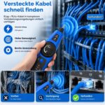 Der NOYAFA NF-810 testet LAN-Kabel mit Wiremap-Funktion und sucht Leitungen über Ton und Signalanzeige. Die Anzeige zeigt die Drahtreihenfolge.
