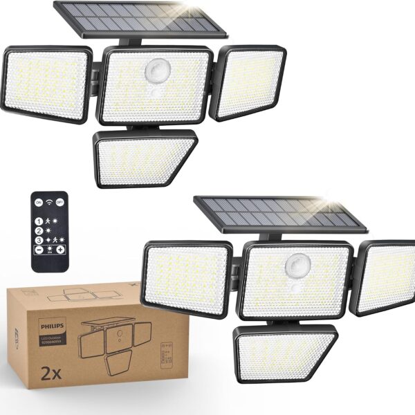 Philips Solarlampe Aussen mit Bewegungsmelder und Fernbedienung, 196 LED