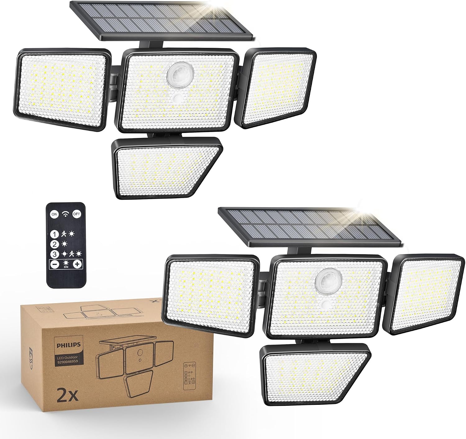 Philips 929004695992 Bild 1 Philips Solarlampe Aussen mit Bewegungsmelder und Fernbedienung, 196 LED