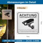 Hoiloie Warnschild Videoüberwachung aus Aluminium, 15 x 15 cm