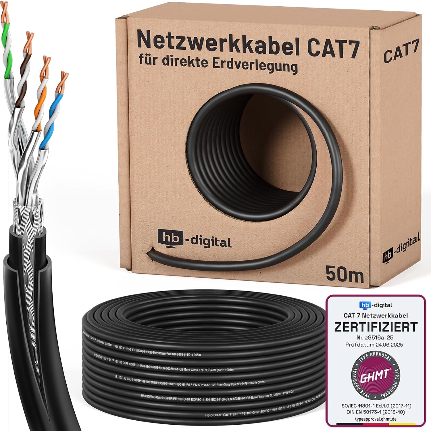 HB-DIGITAL ERD_outdoor_LAN_50m Bild 1 HB-DIGITAL 50 m CAT7 Outdoor Netzwerkkabel