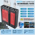 Der NOYAFA NF-468S prüft Netzwerk- und Telefonkabel. Für den Test wird der Stecker am Haupt- und Remote-Gerät angeschlossen.