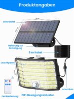 MinPea Solarlampe Kaltweiss Aussen mit Bewegungsmelder