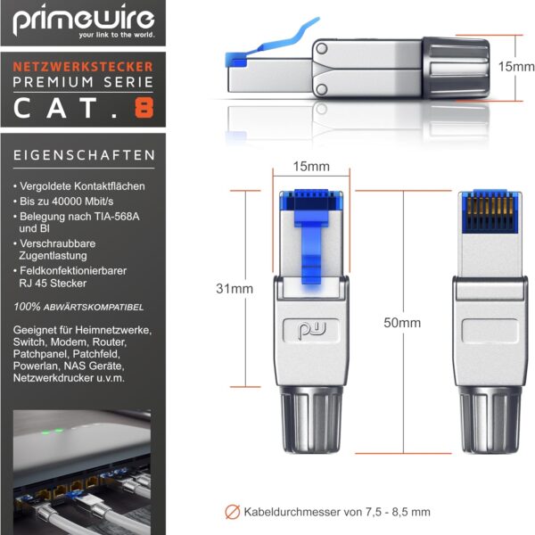 CSL feldkonfektionierbarer RJ45-Stecker Cat8