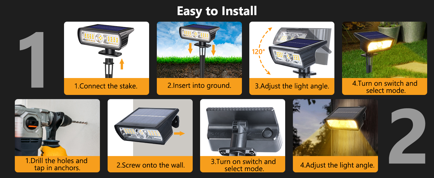 Moxled Solar-Aussenlampen, 4er-Set, 3000 K Warmweiss, 600 lm laut Hersteller. – Detail 7