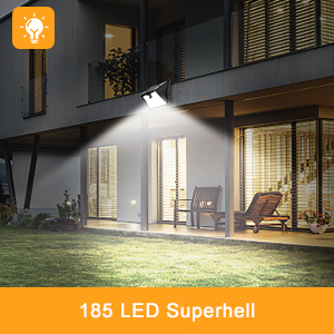 OUILA Solarlampe 185 LED mit Bewegungsmelder und Solarpanel – Detail 4