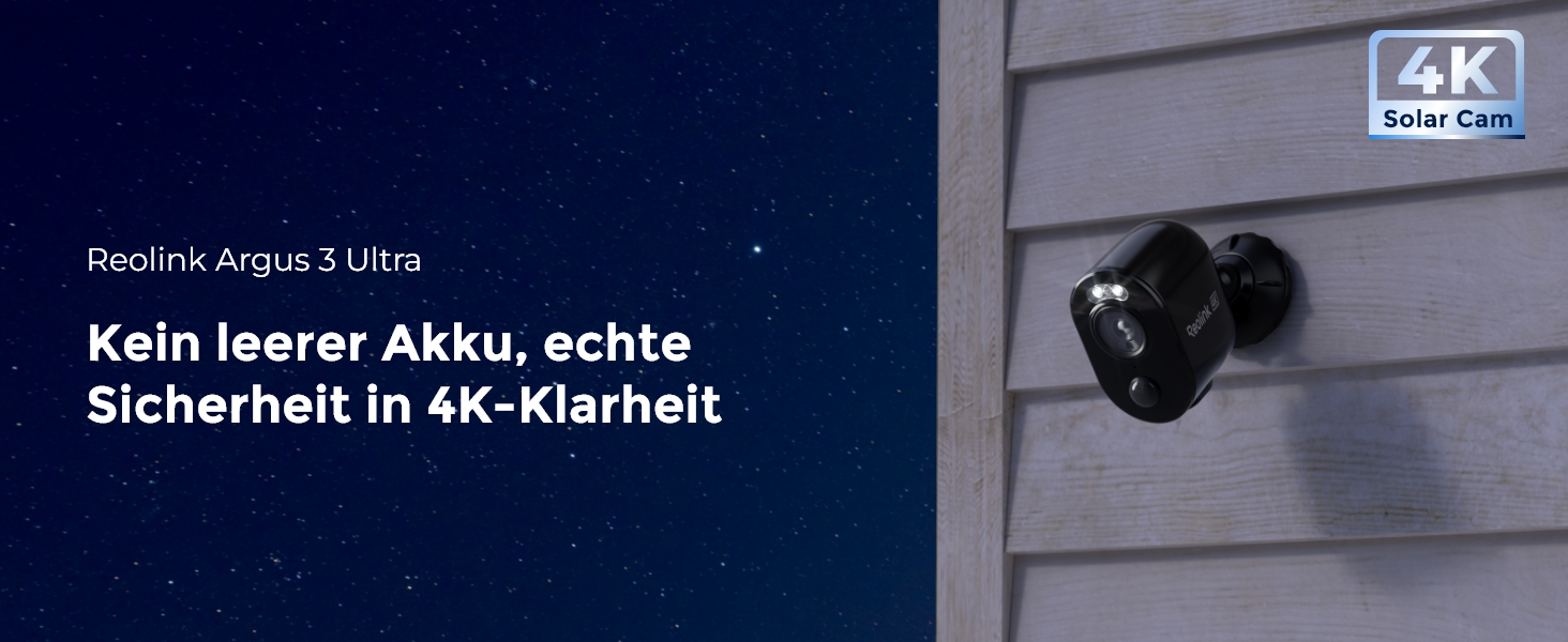 Reolink Argus 3 Ultra-B Akku-Überwachungskamera in Schwarz – Detail 1
